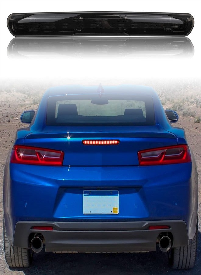 KEWISAUTO ضوء الفرامل الثالث LED لسيارة كامارو 16-20، ضوء التوقف العلوي المركزي الأسود المدخن من KEWISAUTO لسيارة كامارو الجيل السادس 2016-2020 (قطعة واحدة، بديل للرقم 84330249 84484034) - Image 1